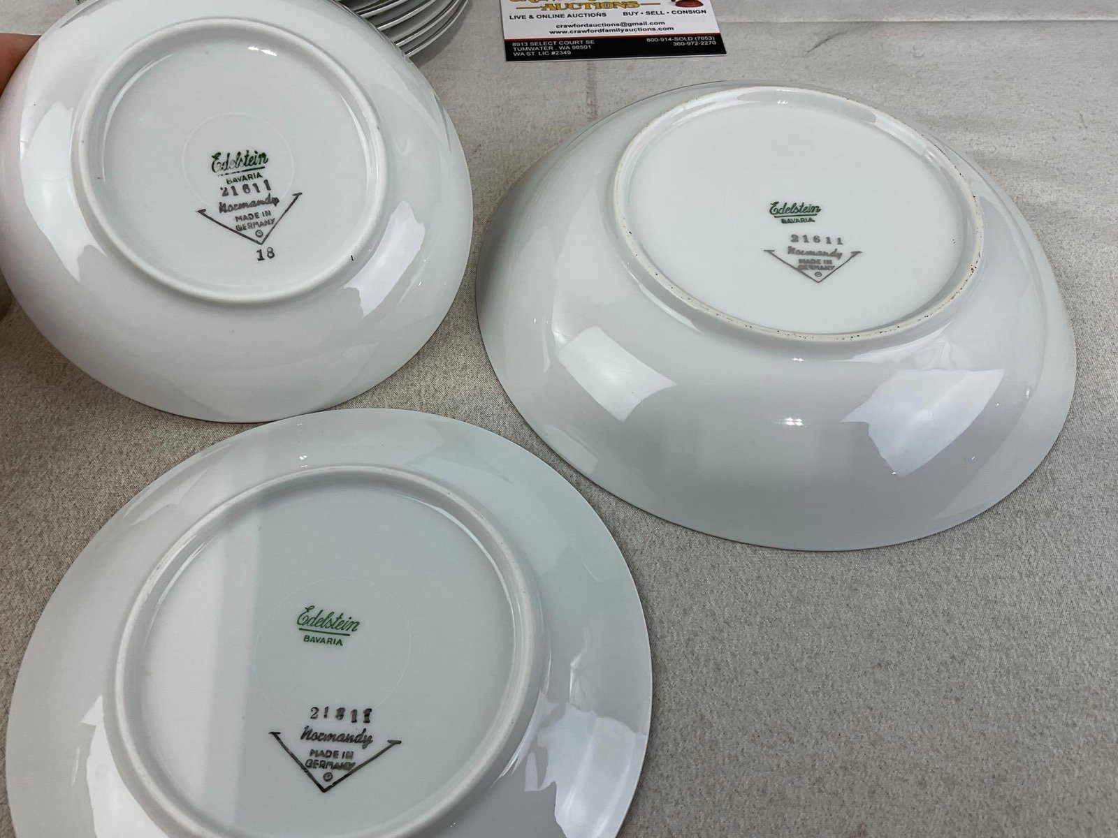 Edelstein Bavarian China, Normandy Pattern, 12 Bread Plates, 12 Low Small Bowls & 12 Large Low Bo... - 3