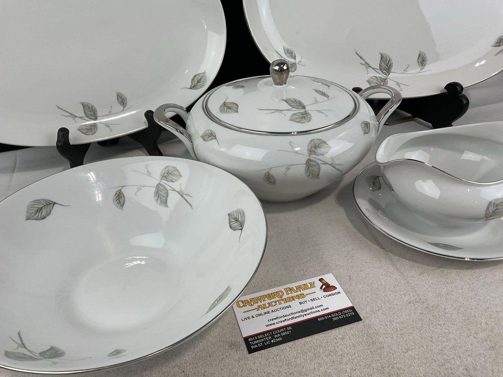 Edelstein Bavarian China, Normandy Pattern, 2 Platters, 1 serving bowl, gravy bowl & lidded bowl - 2