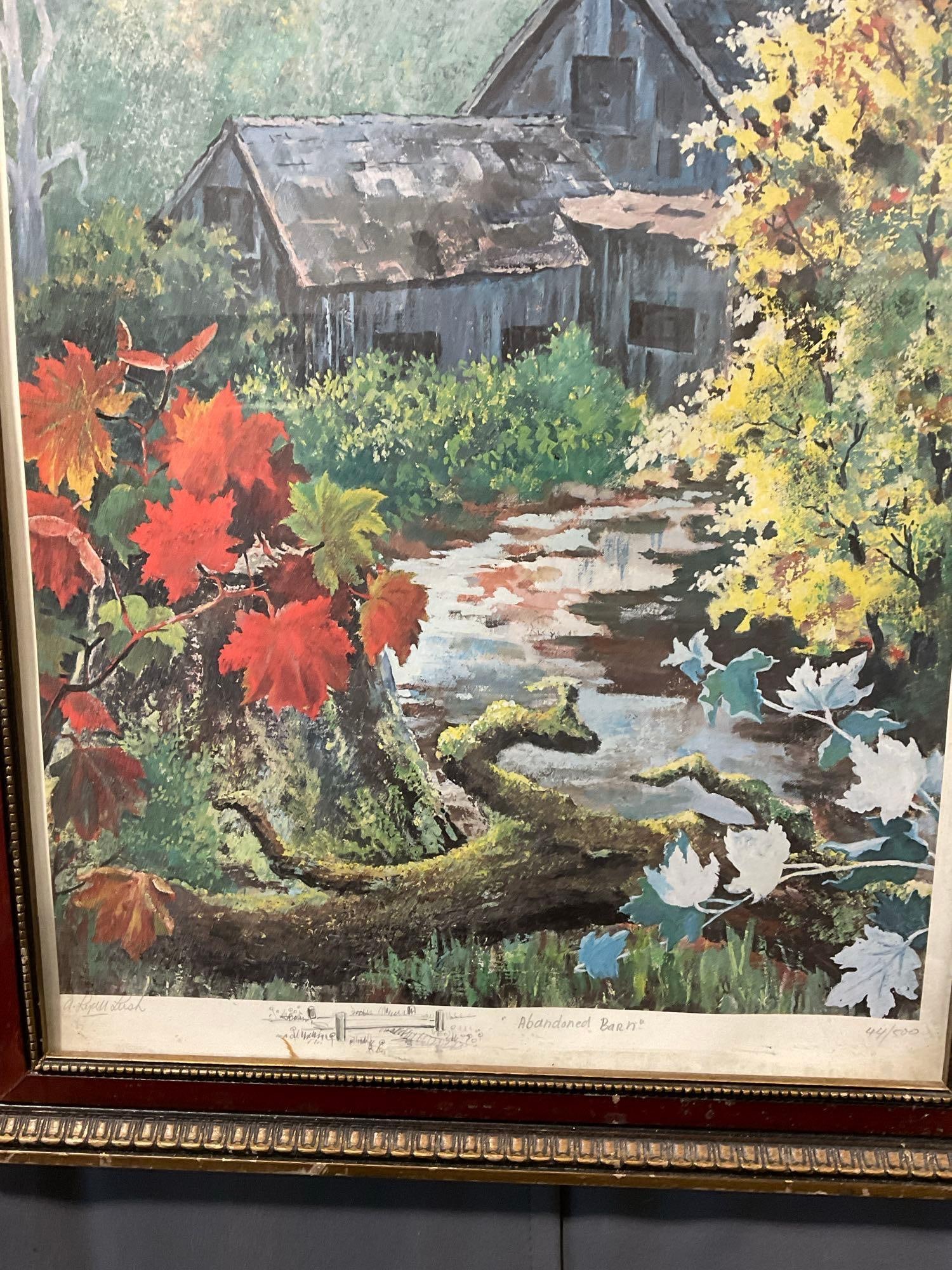 Framed Signed & #d 44/500 Lithograph w/Remarque, Abandoned Barn, by A. Lyall Lush, 30x21 inch - 3