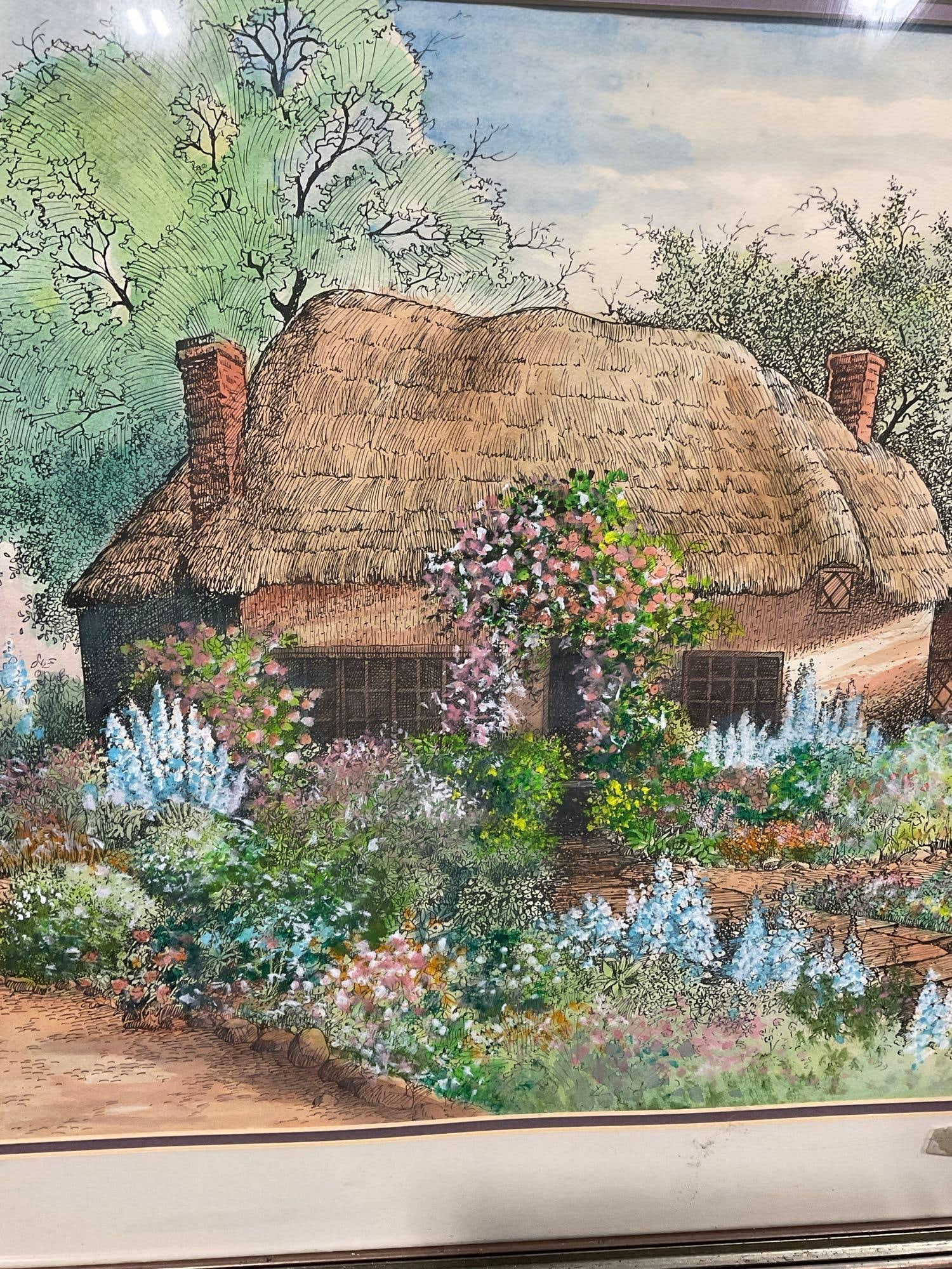 Framed Signed Lithograph titled Fishermans Cottage by A. Lyall Lush 1978, 26x34 inch - 2