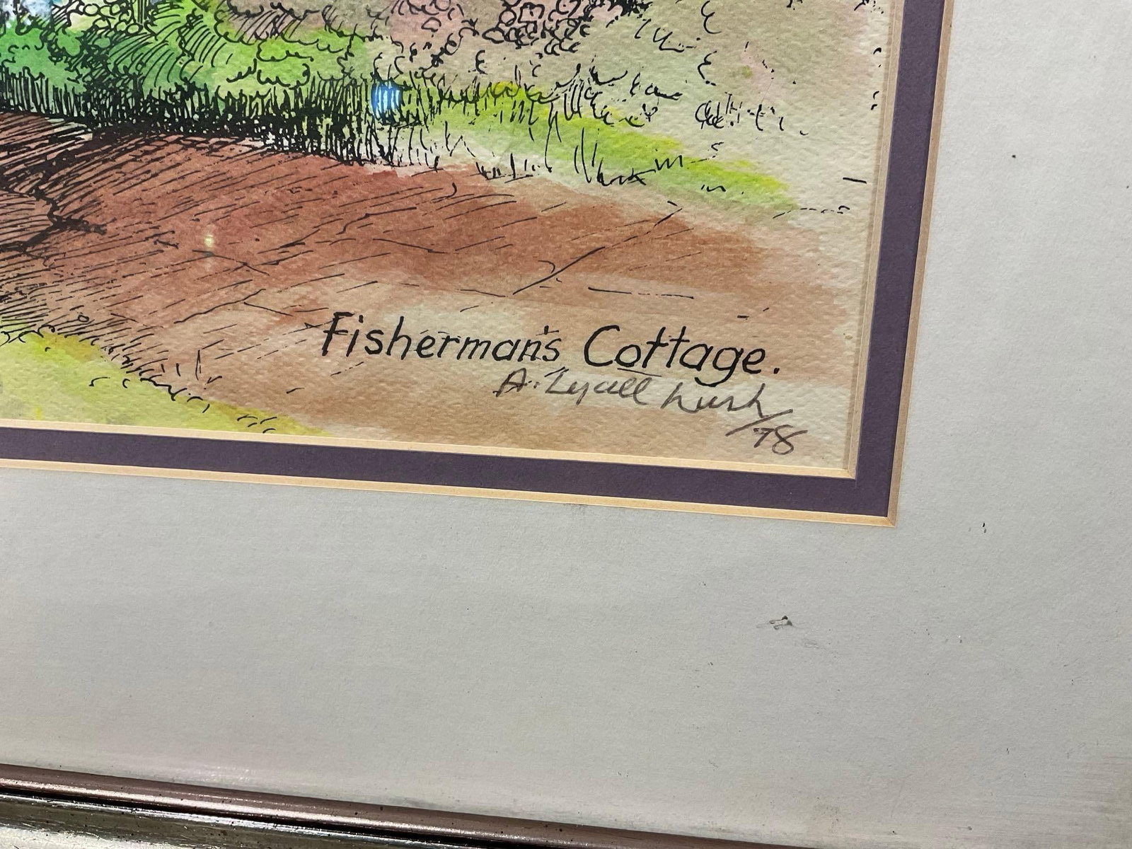 Framed Signed Lithograph titled Fishermans Cottage by A. Lyall Lush 1978, 26x34 inch - 4