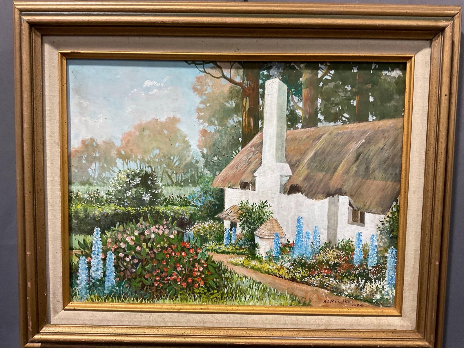 Framed Signed Oil on Canvas, Cottage scene by A. Lyall Lush, 18x22 inch: Appears to be in good shape. The piece measures approx 18h x 22w x 3d inches. See pics. E-6410