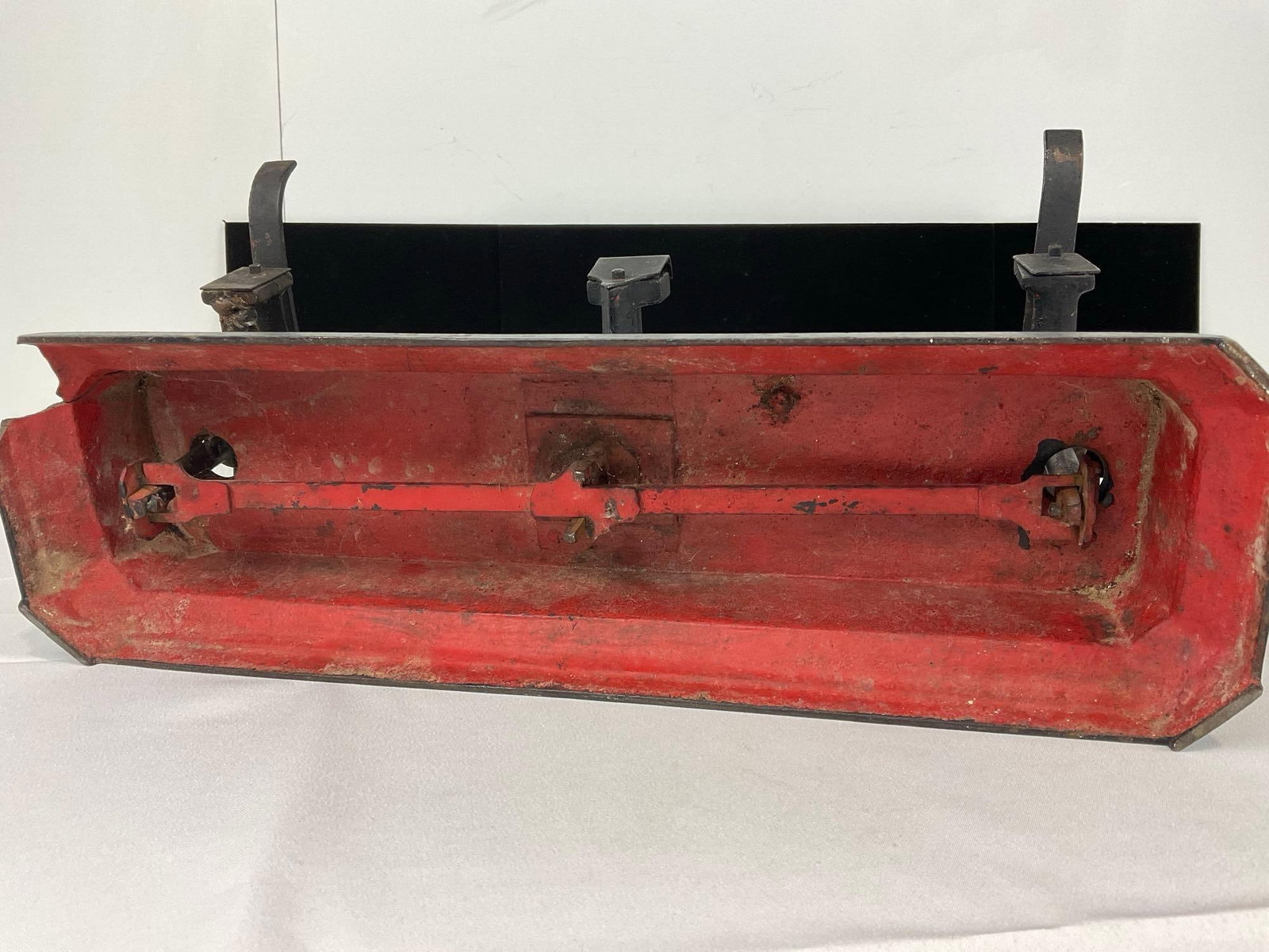 Early 20th Century Cast Iron Scale, Force 10 Kilos, one tine broken off, 9h x 21w x 10d inches - 6
