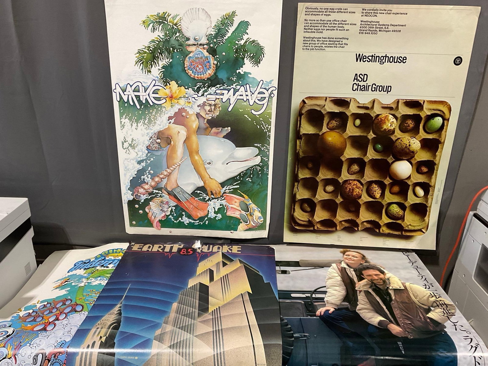 Earth Quake 8.5, Westinghouse, Make Waves, Taka-Q Japanese Fashion, & AWT Join Out Underworld Pos...: Appears to be in good shape. The piece measures approx 30h x 4w x 4d inches. See pics. E-5360