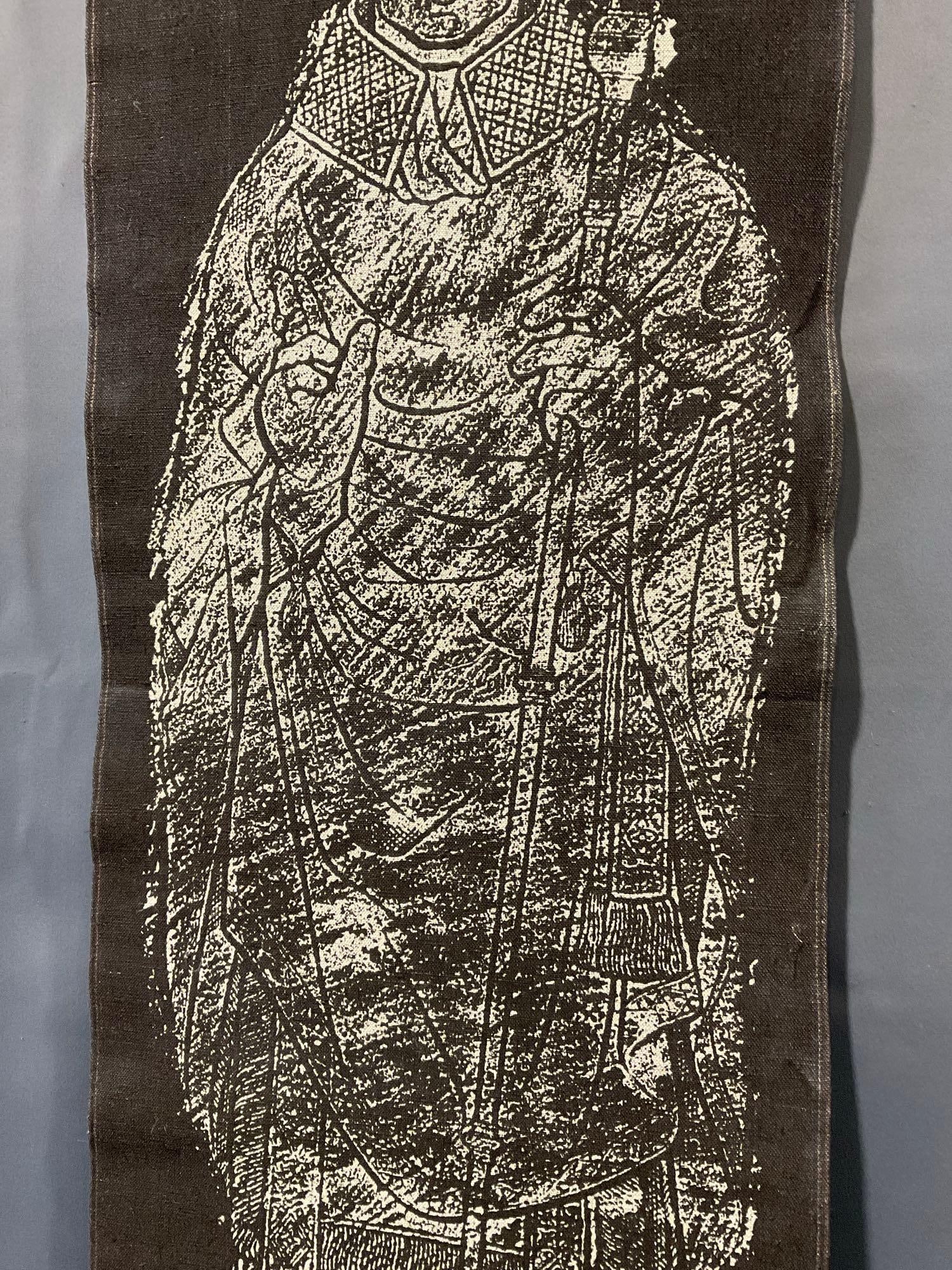 Irish Kilkenny Fabric Thin Tapestry, Saint Icon Brass Rubbing design - 3