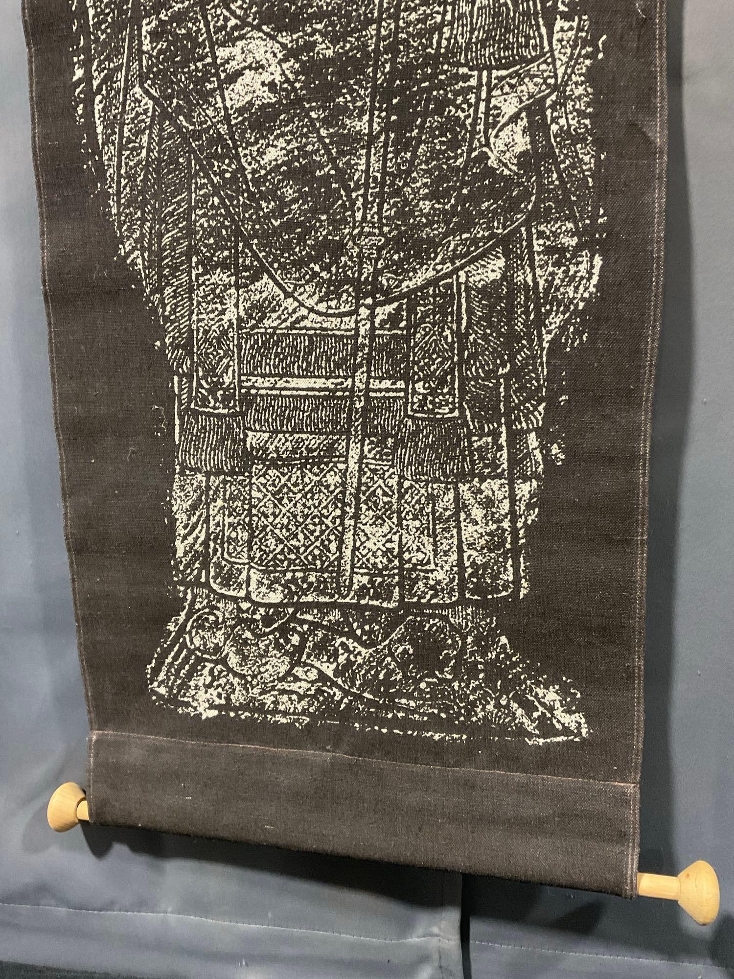 Irish Kilkenny Fabric Thin Tapestry, Saint Icon Brass Rubbing design - 4