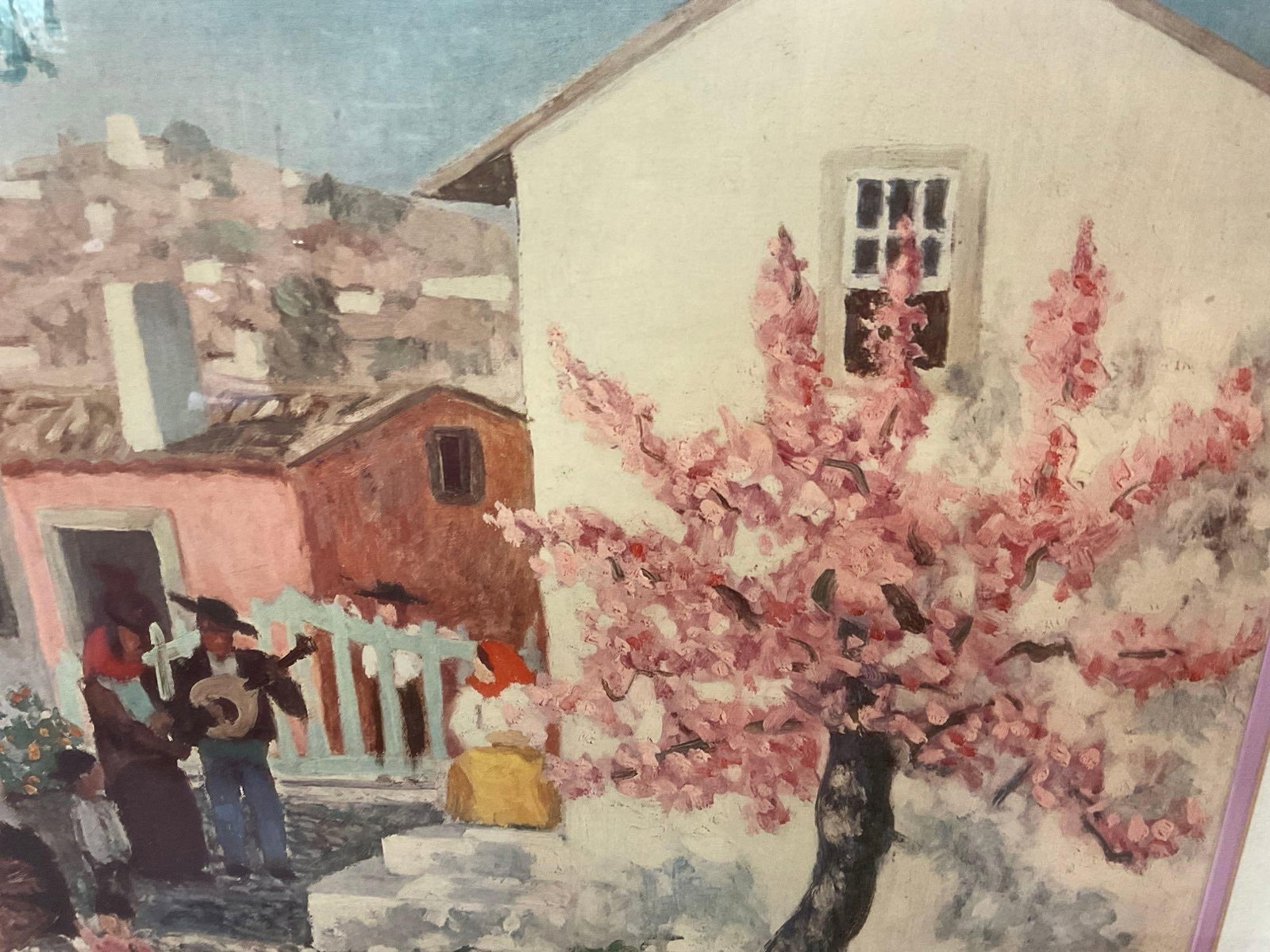 Framed Litho titled Portuguese Village - The Guitarist by F. Smith, 27h x 30w x 3d inches - 4