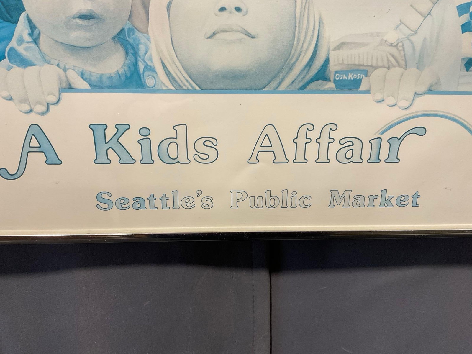 Framed Poster, A Kids Affair Seattles Public Market, artwork by Mark Smolen, 23h x 29w x 3d inches - 4