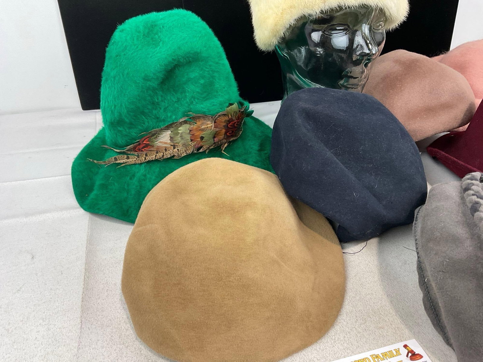 Collection of 8 40s-50s Hats, Felt & Velour, Cloche styles, Fur pillbox, Beret style, many colors - 2