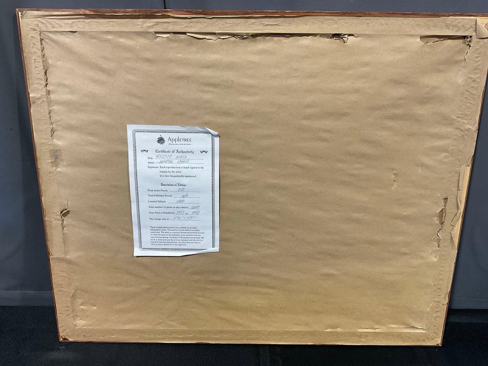 Framed Litho signed & #d 1451/4950 titled Majestic Wing by Marten Visseiz, 23x27 inches - 7