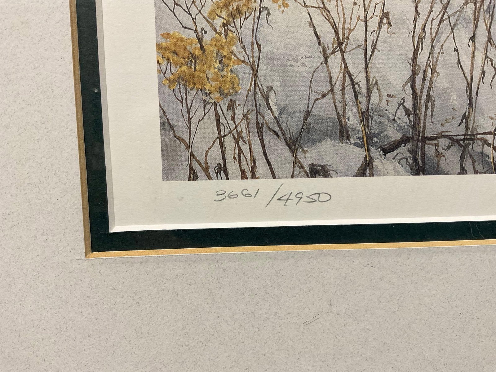 Framed Litho #d 3661/4950 & signed, titled First Winter by RoseMarie Condon 1995, 23x27 inches - 3