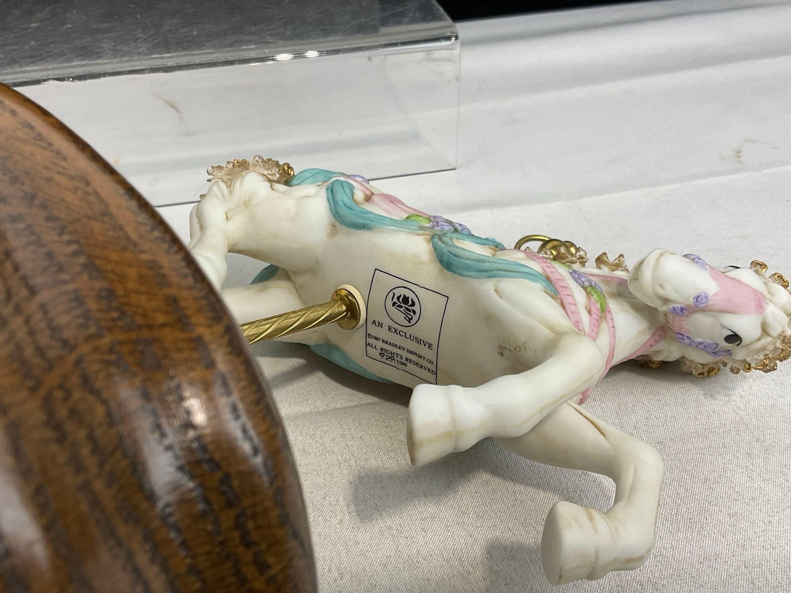 3 Music Boxes, Plastic Carousel, 2x Porcelain, Bradley Import Carousel Horse & Lego Taiwan Seesaw - 6