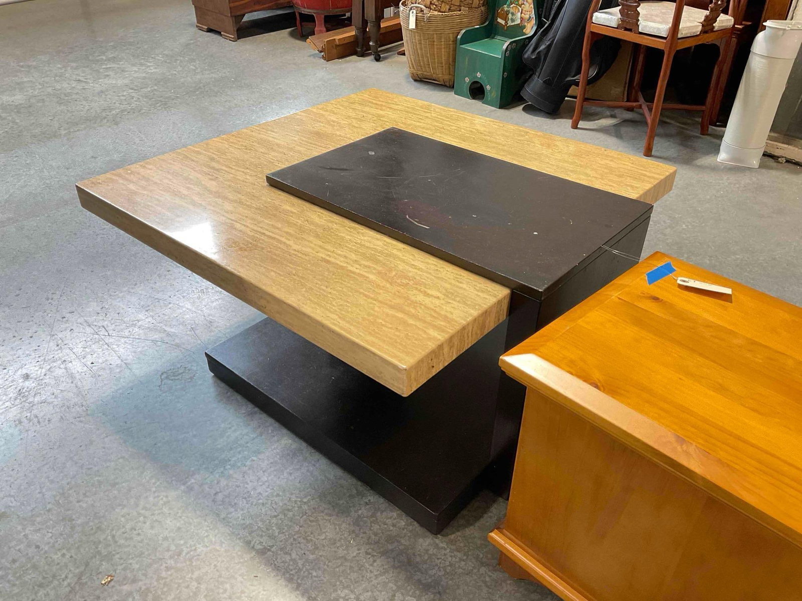 Signature Design by Ashley Yellow Travertine? Stone & Dark Wood Finish Coffee Table. See pics. - 3