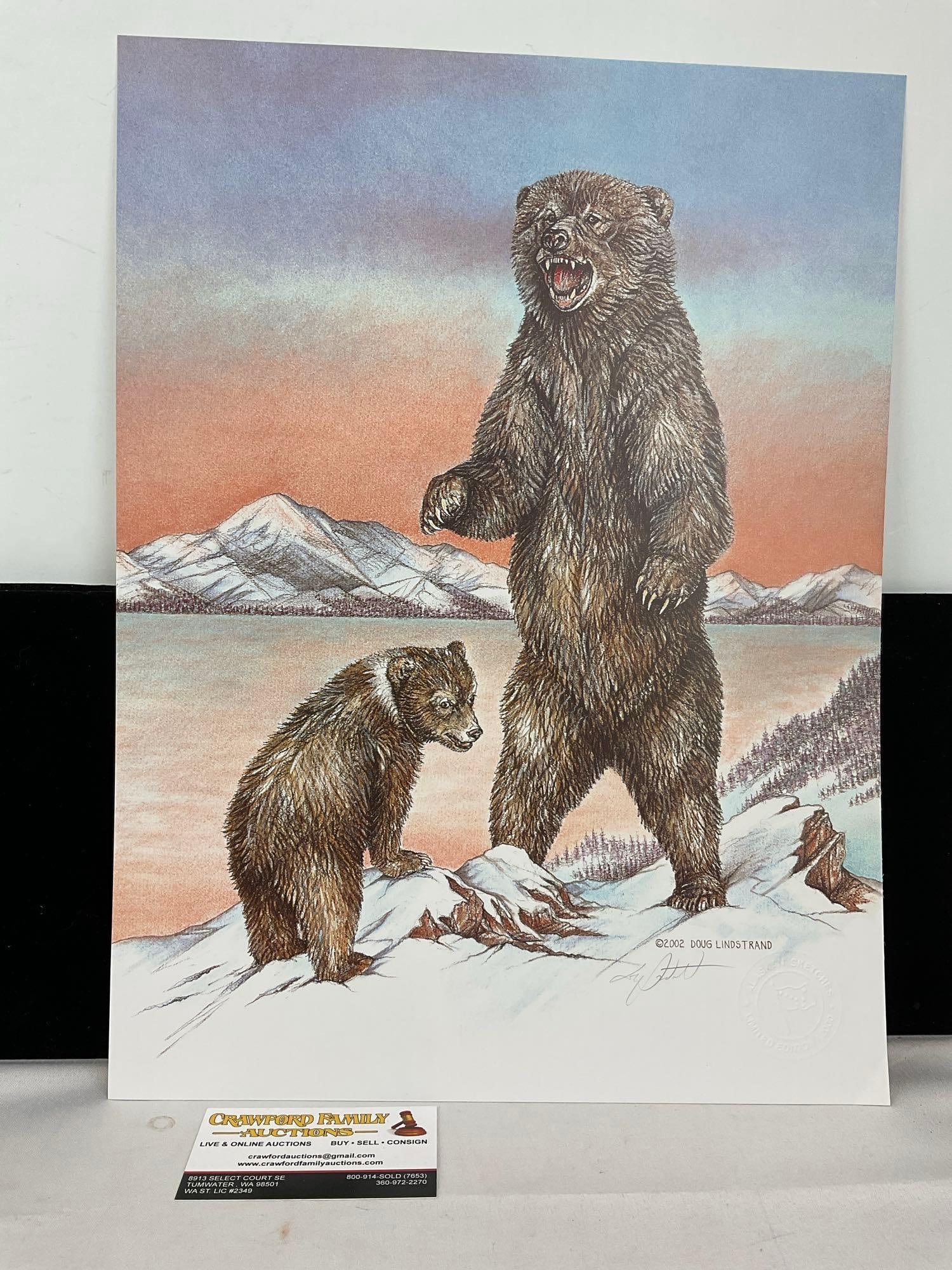 Unframed Limited Edition Alaskan Litho, titled Dont Mess with Mom by Doug Lindstrand 2002, 17x13 in: Appears to be in good shape. The piece measures approx 17h x 13w x 2d inches. See pics. E-5980