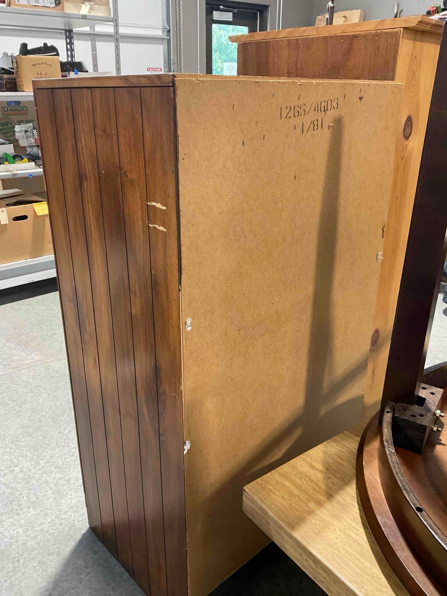 Vintage Wood Finish Pressboard Dresser w/ 5 Drawers. Fair Condition. See pics. - 2