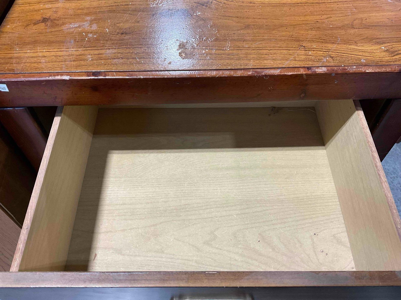 Vintage Wood Finish Pressboard Dresser w/ 5 Drawers. Fair Condition. See pics. - 6