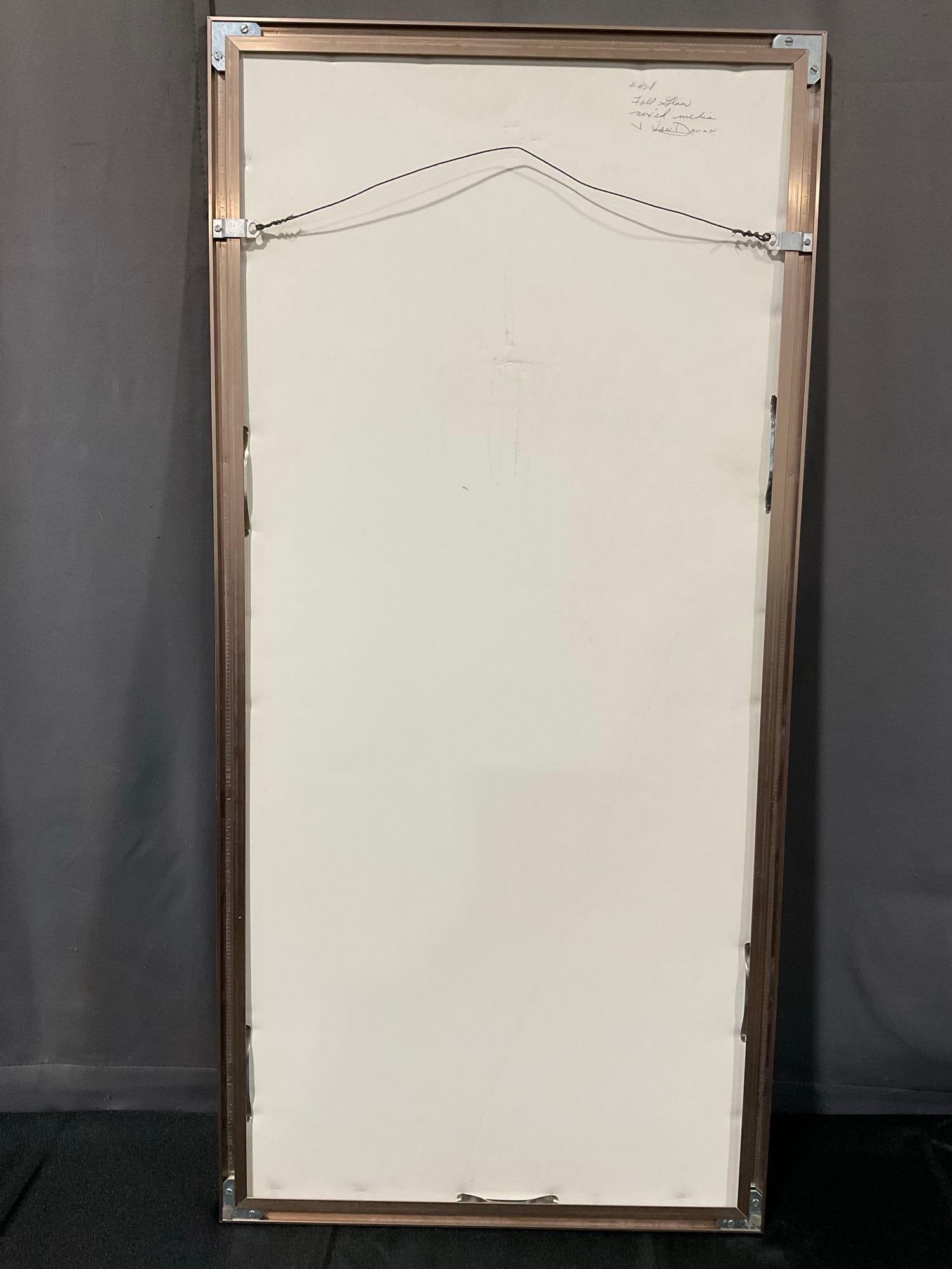 Framed Signed Original Mixed Media piece, #428 Fall Glow, by V. Van Doren, 36x19 inches - 5