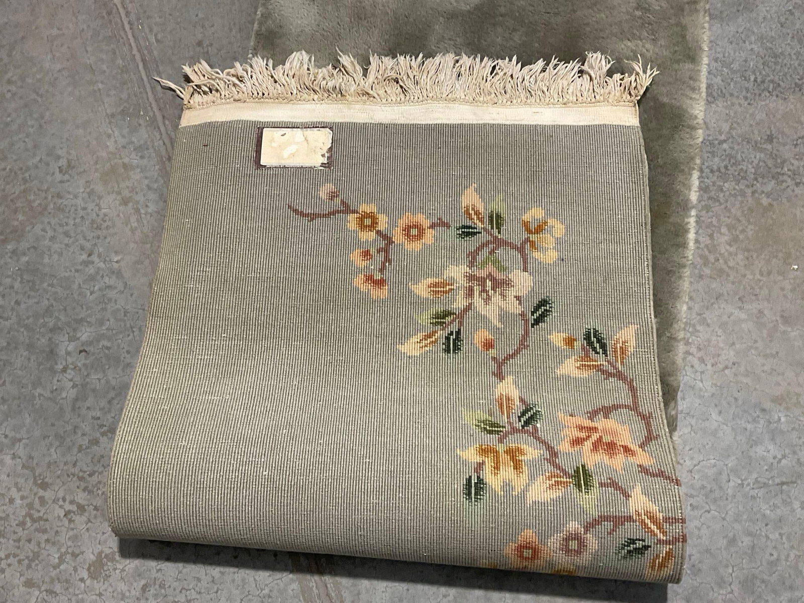 Long Runner Sage Green High-Pile Rug, 28x128 inches, 10+ feet long, Yellow Floral Branch Motif - 6