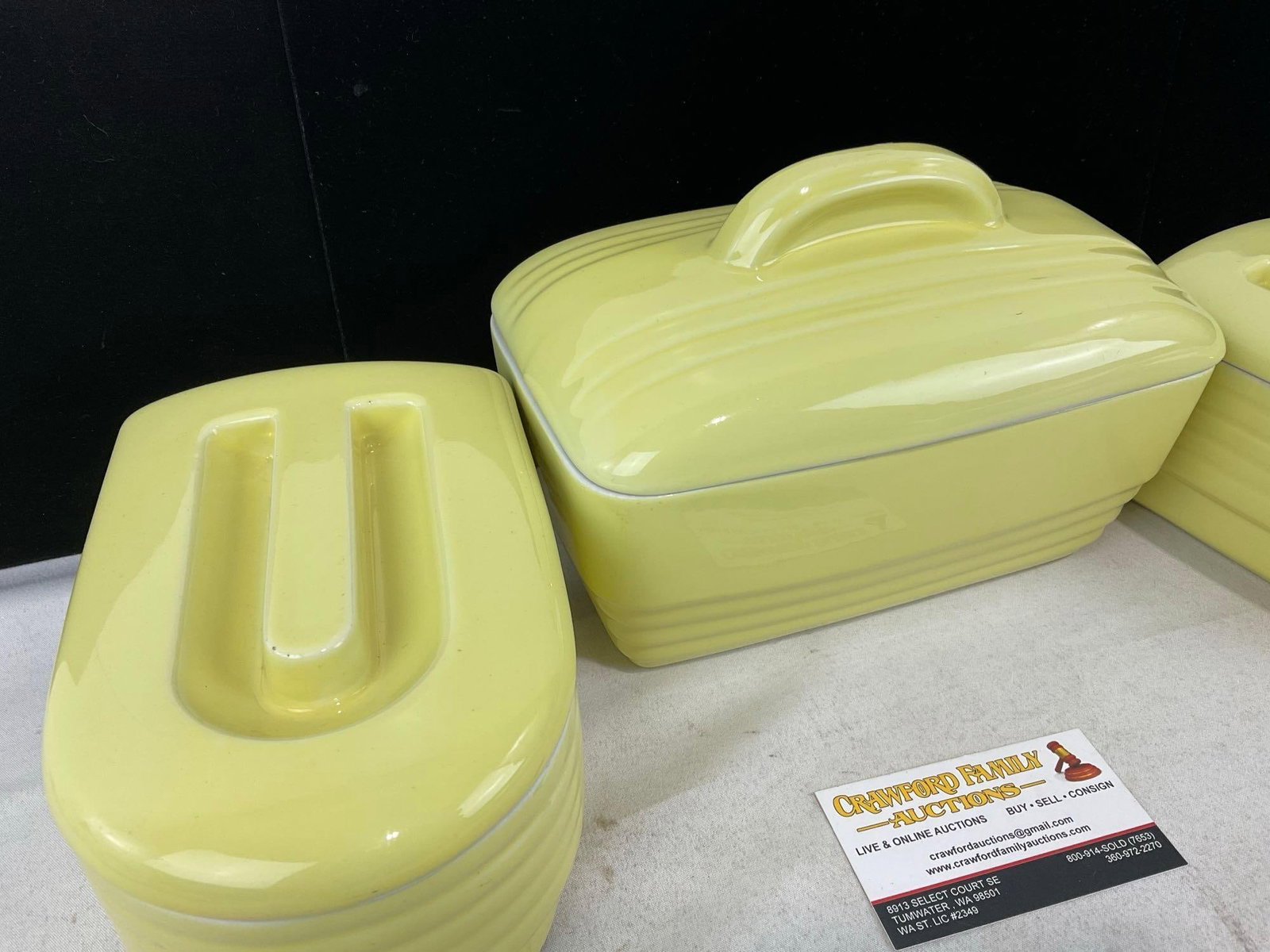 3 Hall Refrigerator Dishes for Westinghouse, Yellow w/Lids, 8.5 & 2x 7 inch long - 2