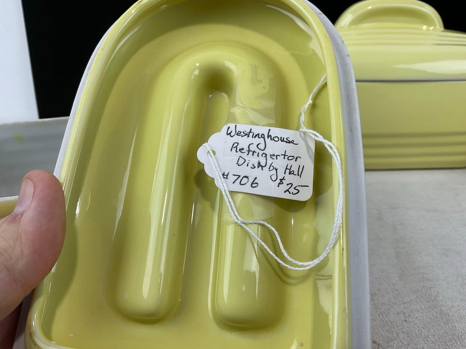 3 Hall Refrigerator Dishes for Westinghouse, Yellow w/Lids, 8.5 & 2x 7 inch long - 3