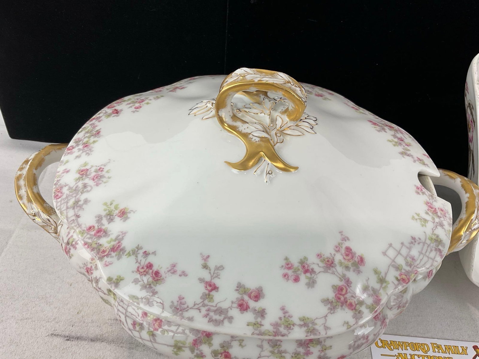 Haviland Limoges Schleiger 265 pattern Soup Tureen w/Lid, & #1311-3 Square 8 inch Open Veg Bowl - 2