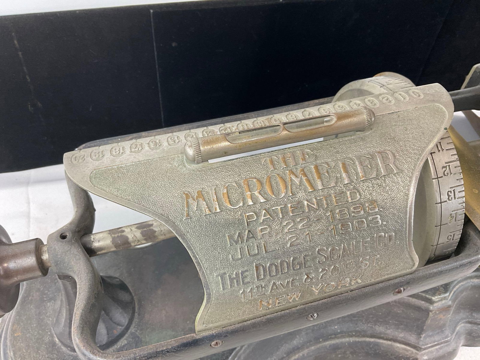 Antique 1903 The Micrometer by The Dodge Scale Co. Yonkers, NY, Cast Iron Countertop General Store - 2