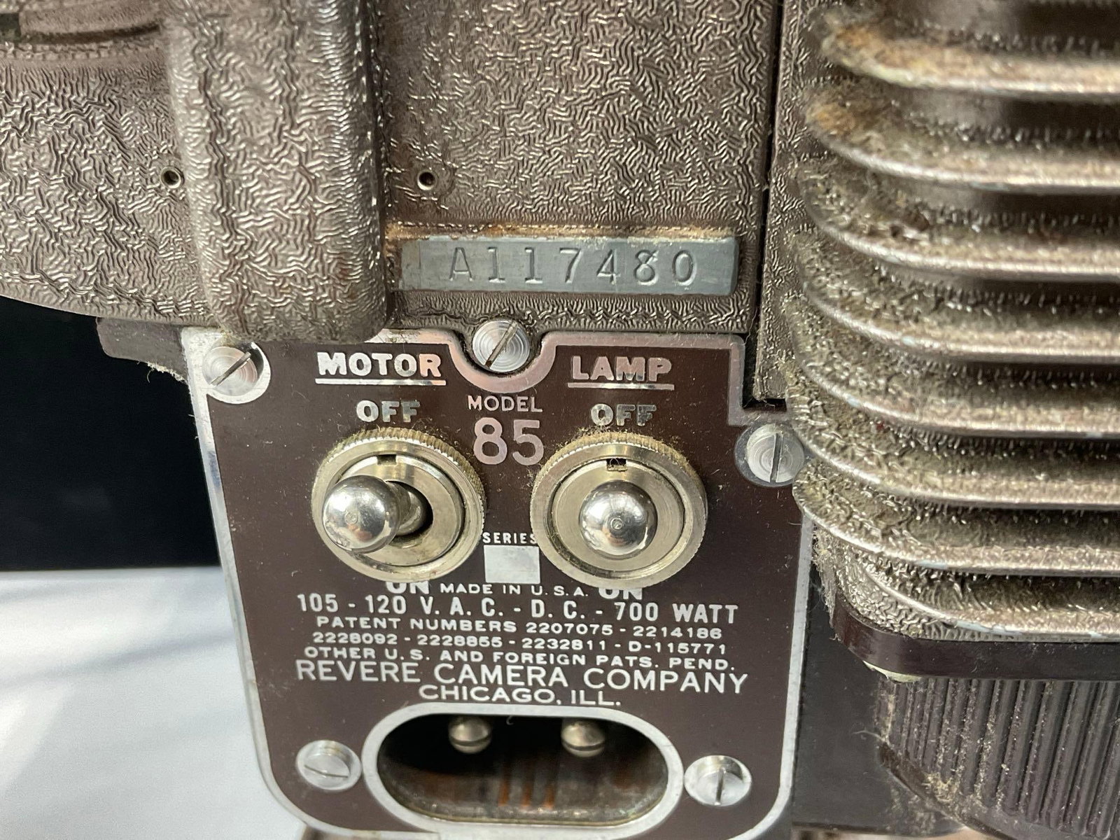 Revere Camera Co Eight, Model 85 Projector, motor tested & working, no case included - 5