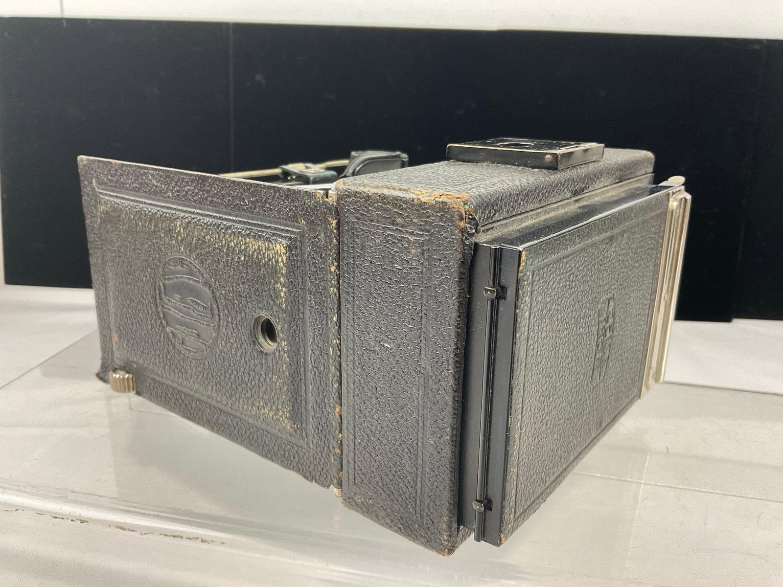 Vintage ICA Folding Plate Camera, Carl Zeiss Lens w/Compur Shutter, 7x5x3 inches - 4