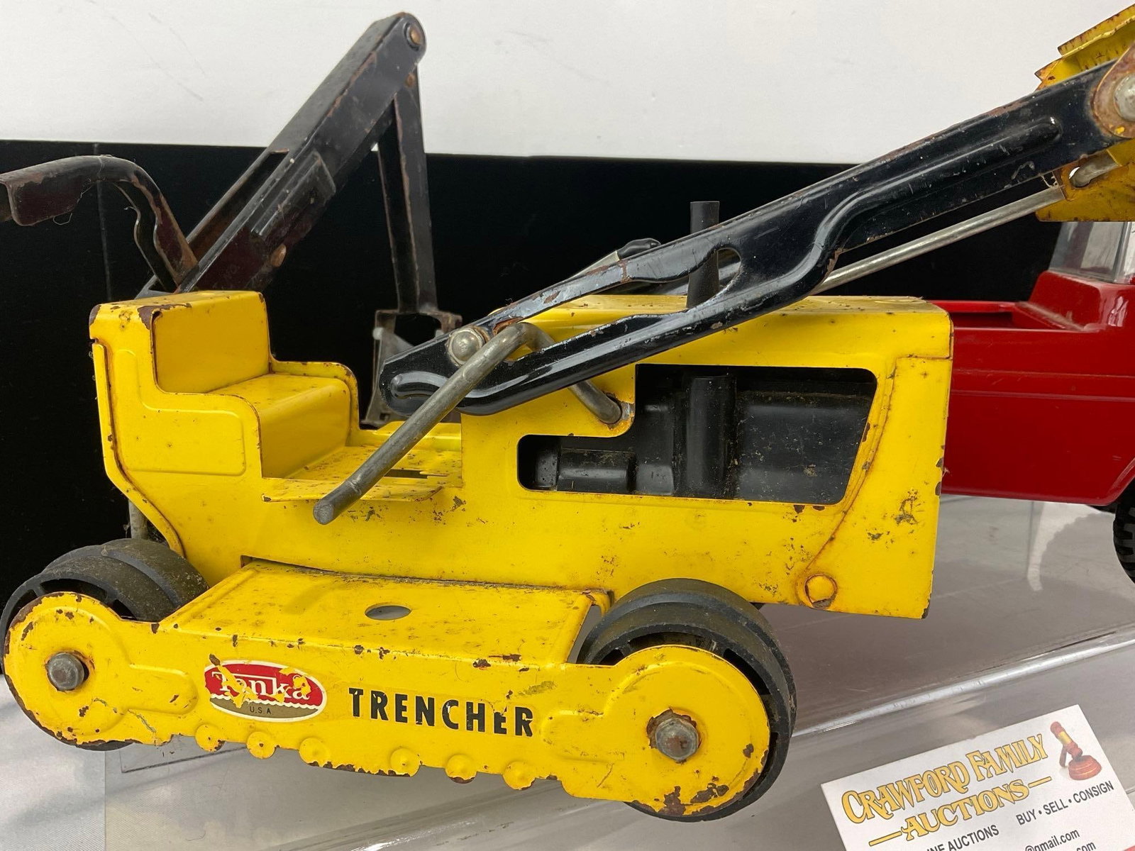 Pair of 1960s Pressed Steel Toys, Tonka Trencher No.534 Loader & Red Nylint Econoline Pickup Truck - 2