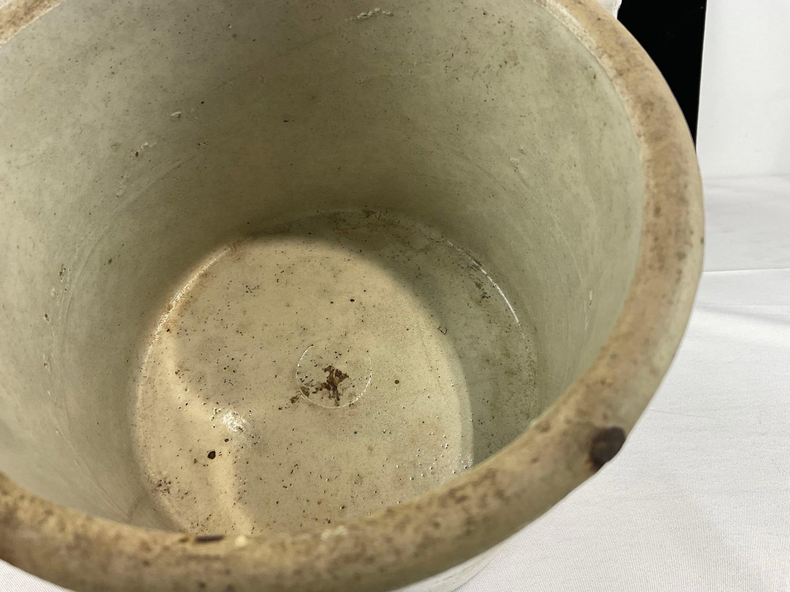 3 Stoneware White Glazed Crocks, 2 8 inch, 1 smaller 6 inch - 3
