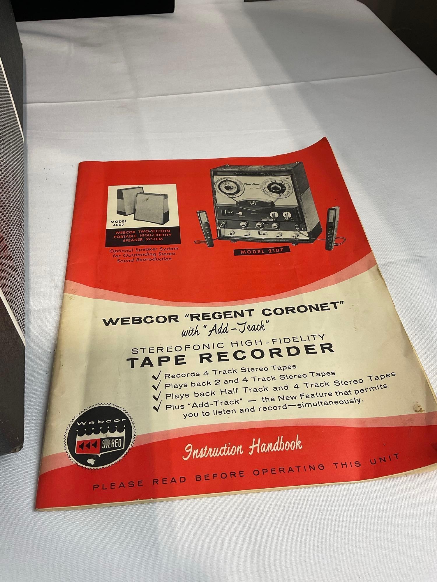 Webcor Regent Coronet model EP2107-1, Portable Solid-State Reel-to-Reel Stereo Tape Recorder - 2