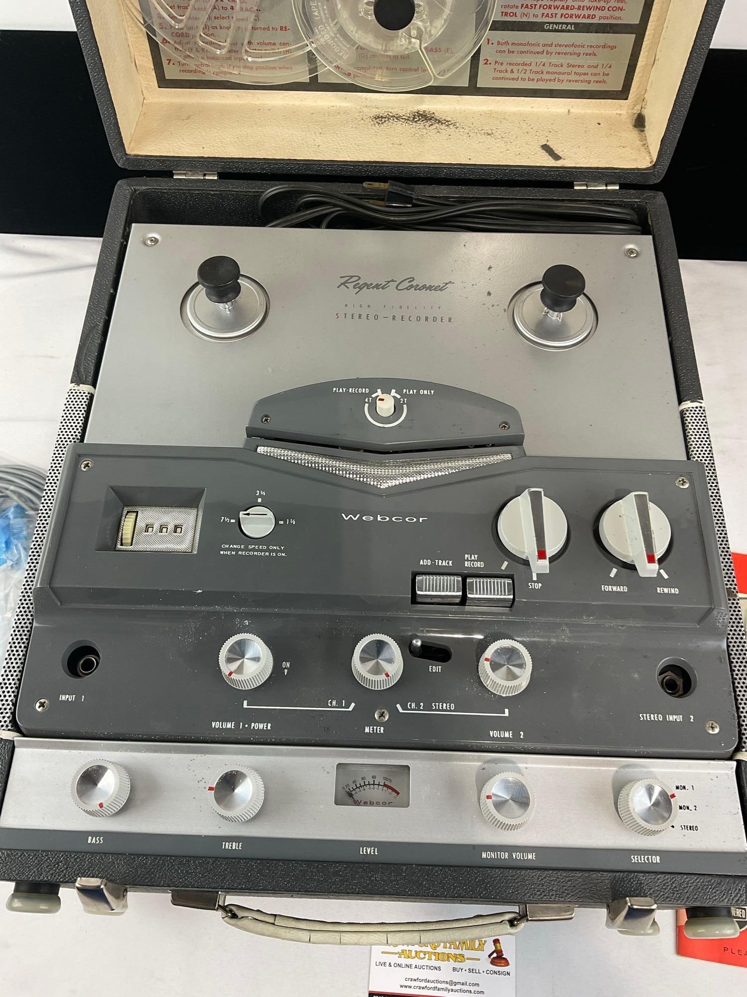 Webcor Regent Coronet model EP2107-1, Portable Solid-State Reel-to-Reel Stereo Tape Recorder - 3