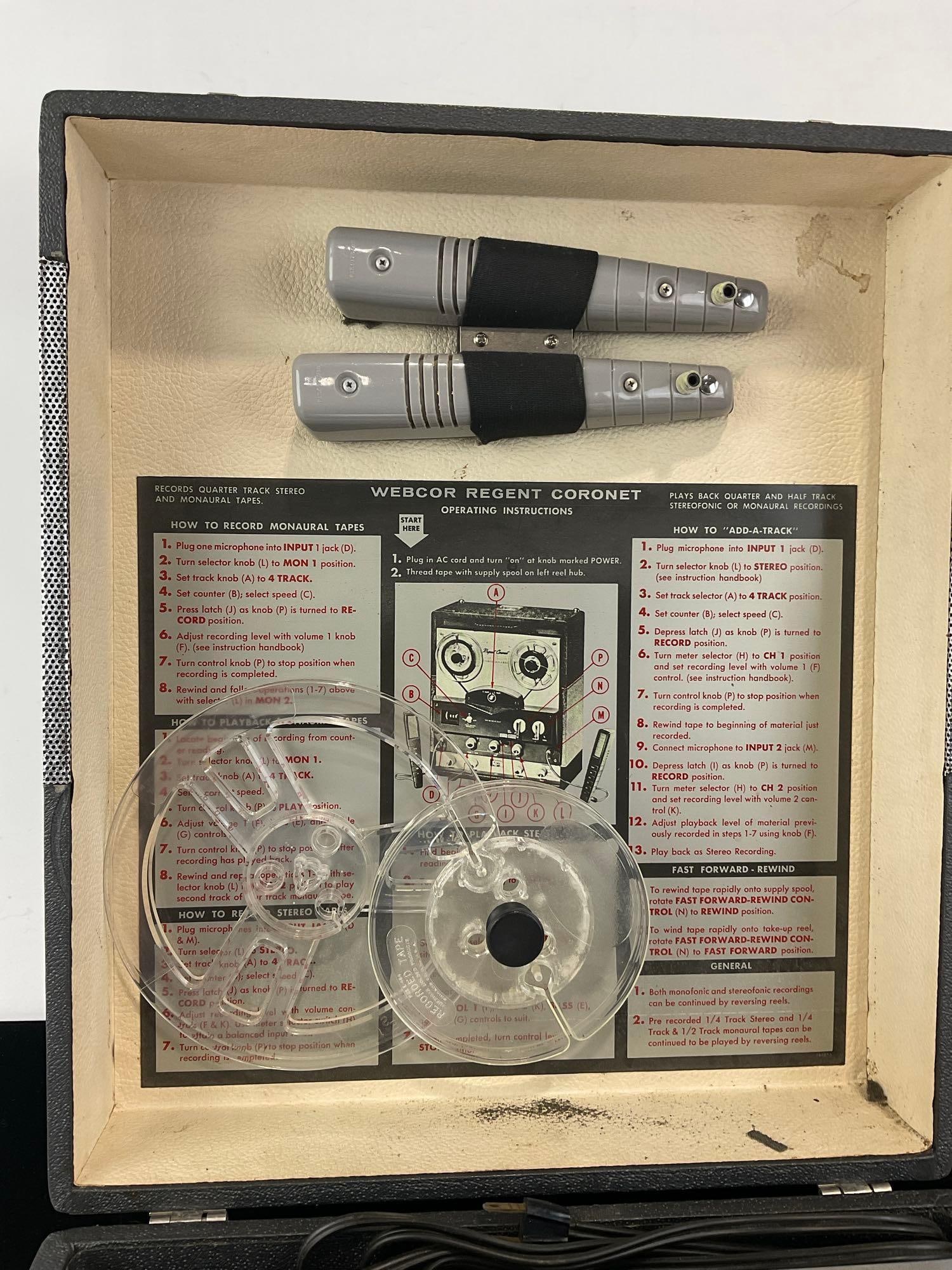 Webcor Regent Coronet model EP2107-1, Portable Solid-State Reel-to-Reel Stereo Tape Recorder - 4