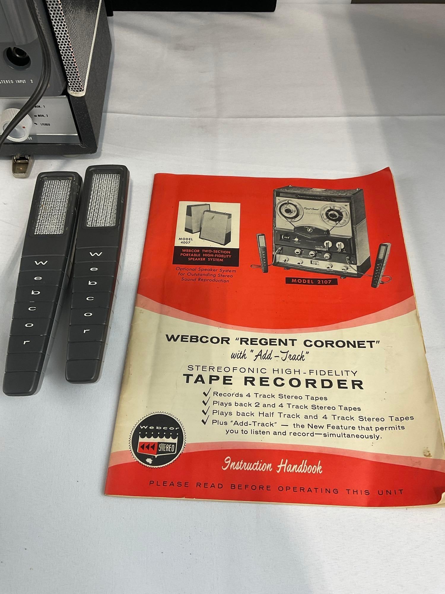 Webcor Regent Coronet model EP2107-1, Portable Solid-State Reel-to-Reel Stereo Tape Recorder - 5