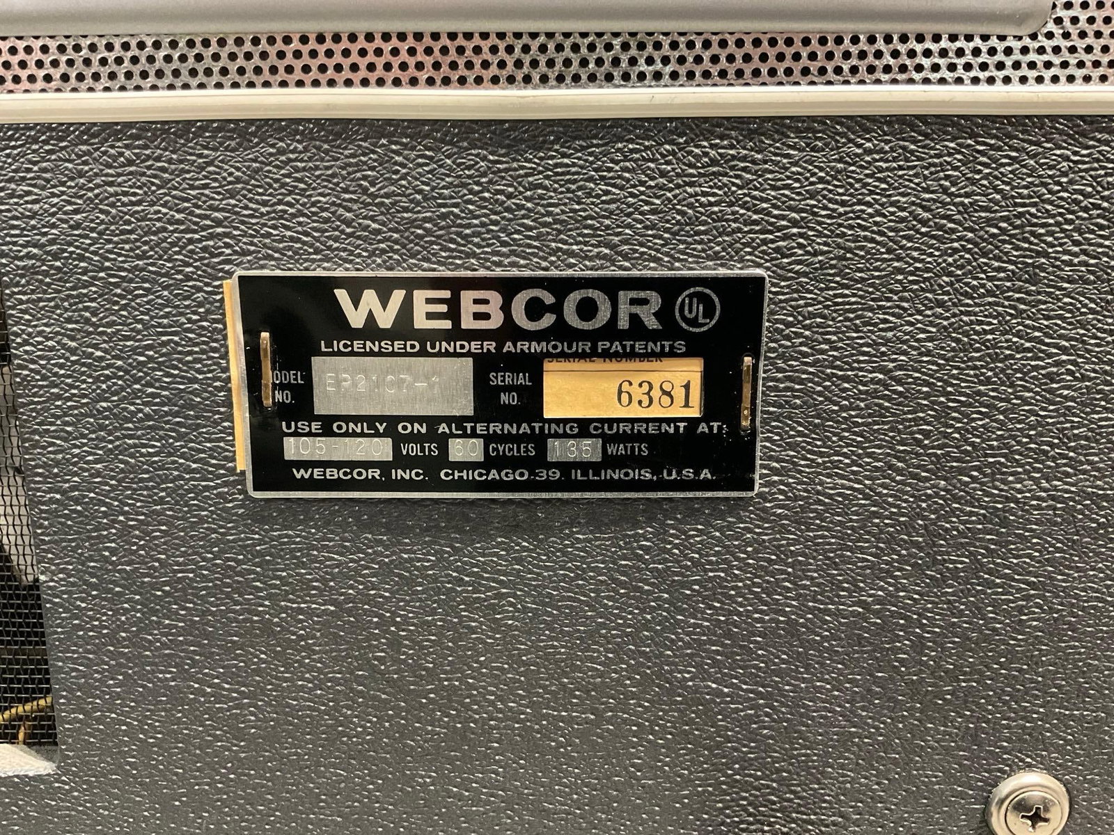 Webcor Regent Coronet model EP2107-1, Portable Solid-State Reel-to-Reel Stereo Tape Recorder - 7