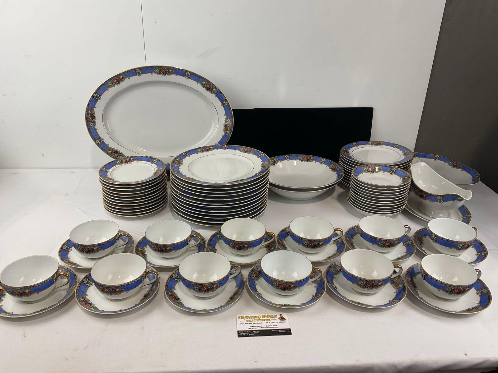 Dorchester Czechoslovakian Blue Floral pattern China, service for 12, approx 77 pieces (1 of 6)
