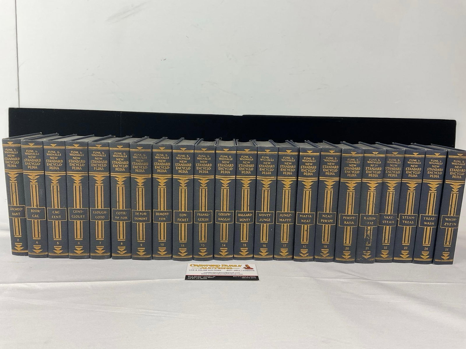 Set of Funk & Wagnalls New Standard Encyclopedia Volumes: 2, 4-11, 13-25, 22 pieces: Appears to be in good shape, some signs of age. The piece measures approx 8h x 17w x 13d inches. See pics. E-6610