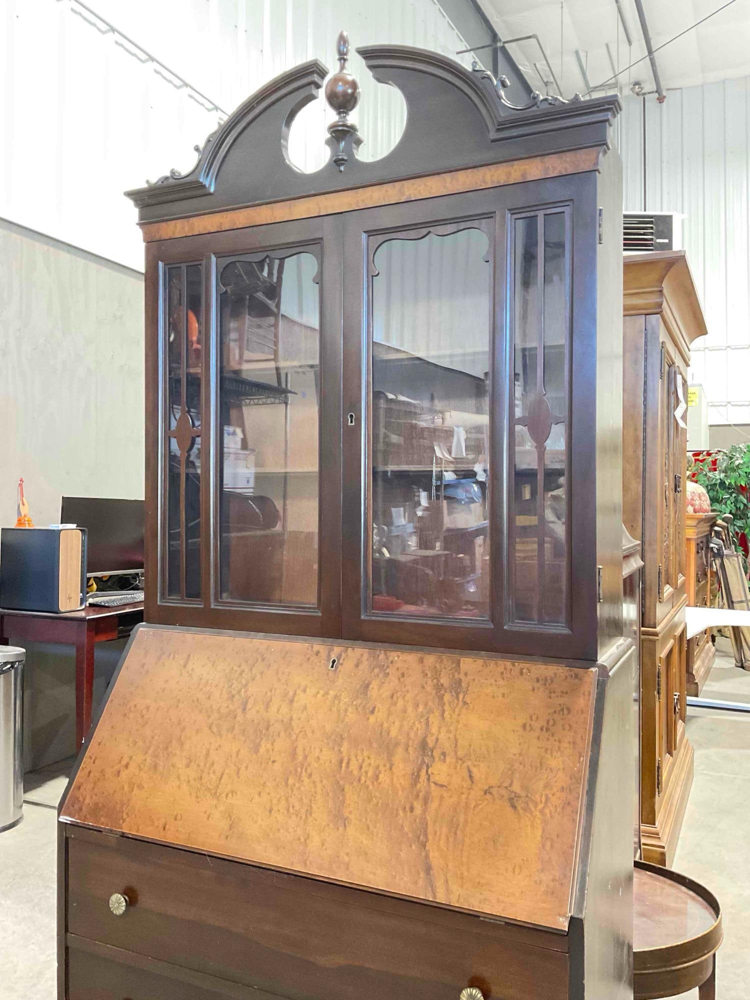 Vintage Mechanics Furniture Co. Vintage Wood Combination Secretary Desk & Display Case. - 2