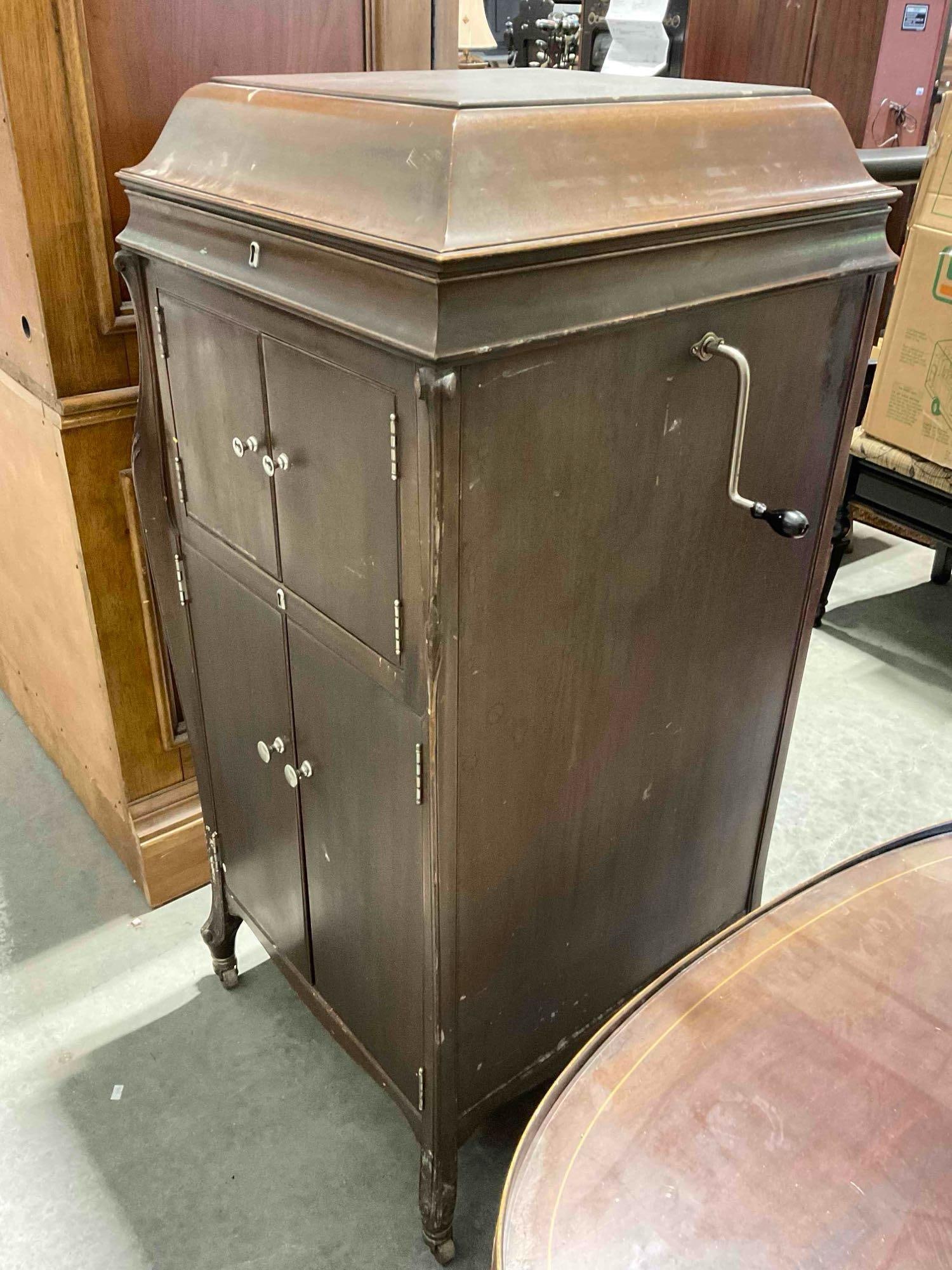 Antique Victor Talking Machine Co. Victrola Model VV-XIV w/ Uncounted Record Collection. - 2