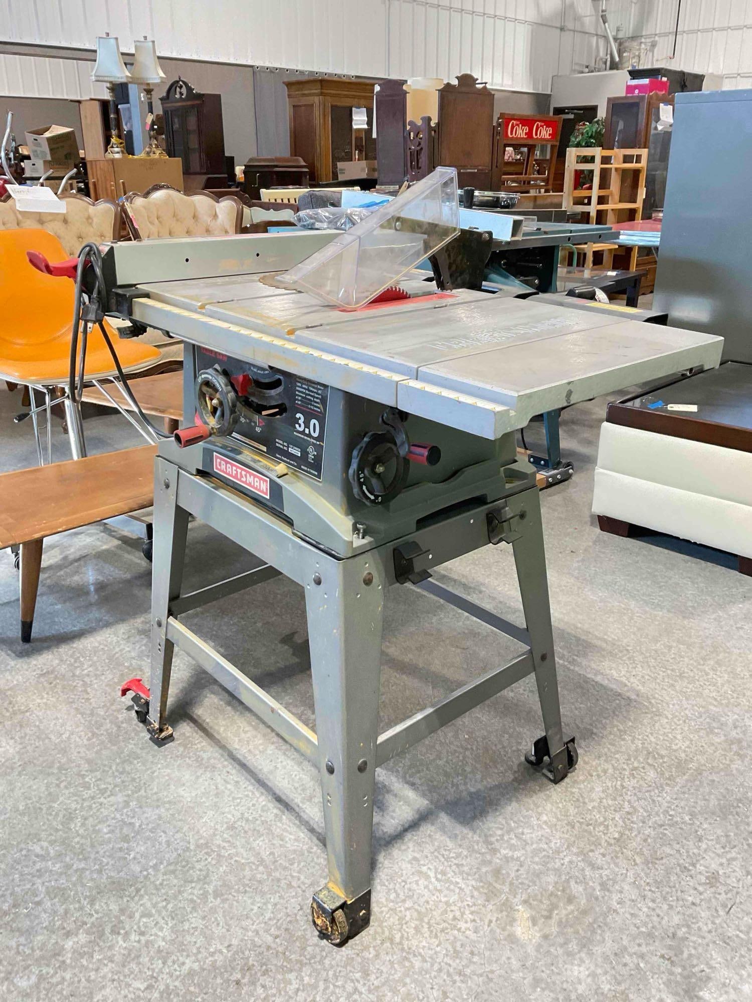 Craftsman 10" 3.0 HP Table Saw Model 137.248830. Tested, Works. See pics. - 2