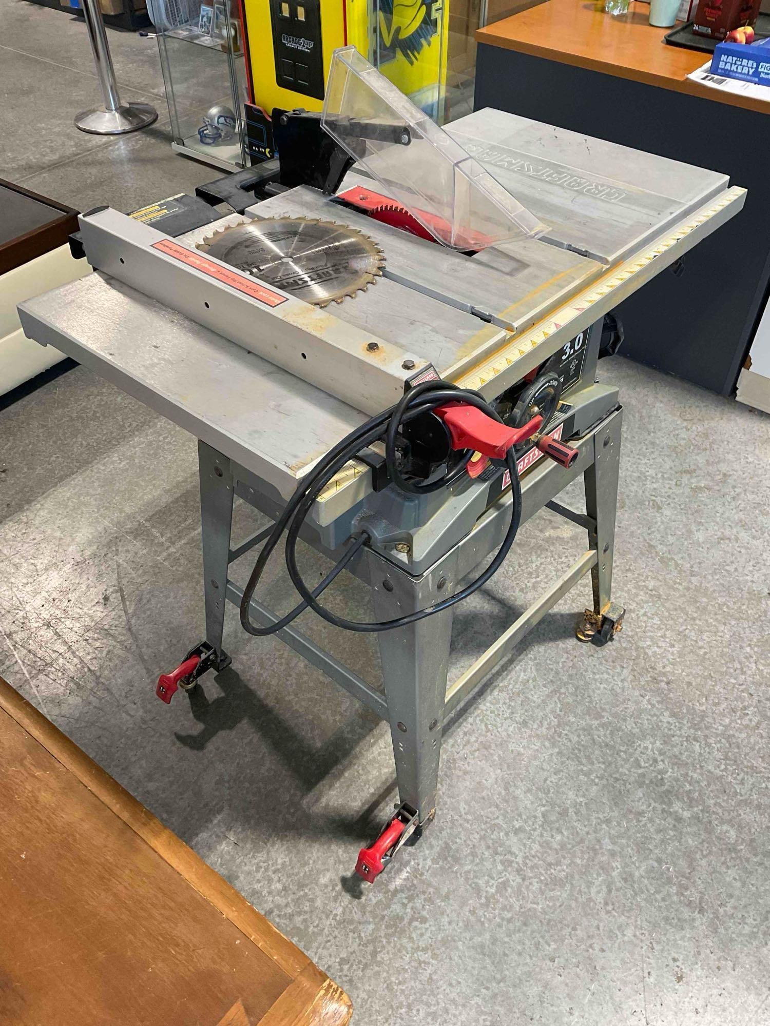 Craftsman 10" 3.0 HP Table Saw Model 137.248830. Tested, Works. See pics. - 3