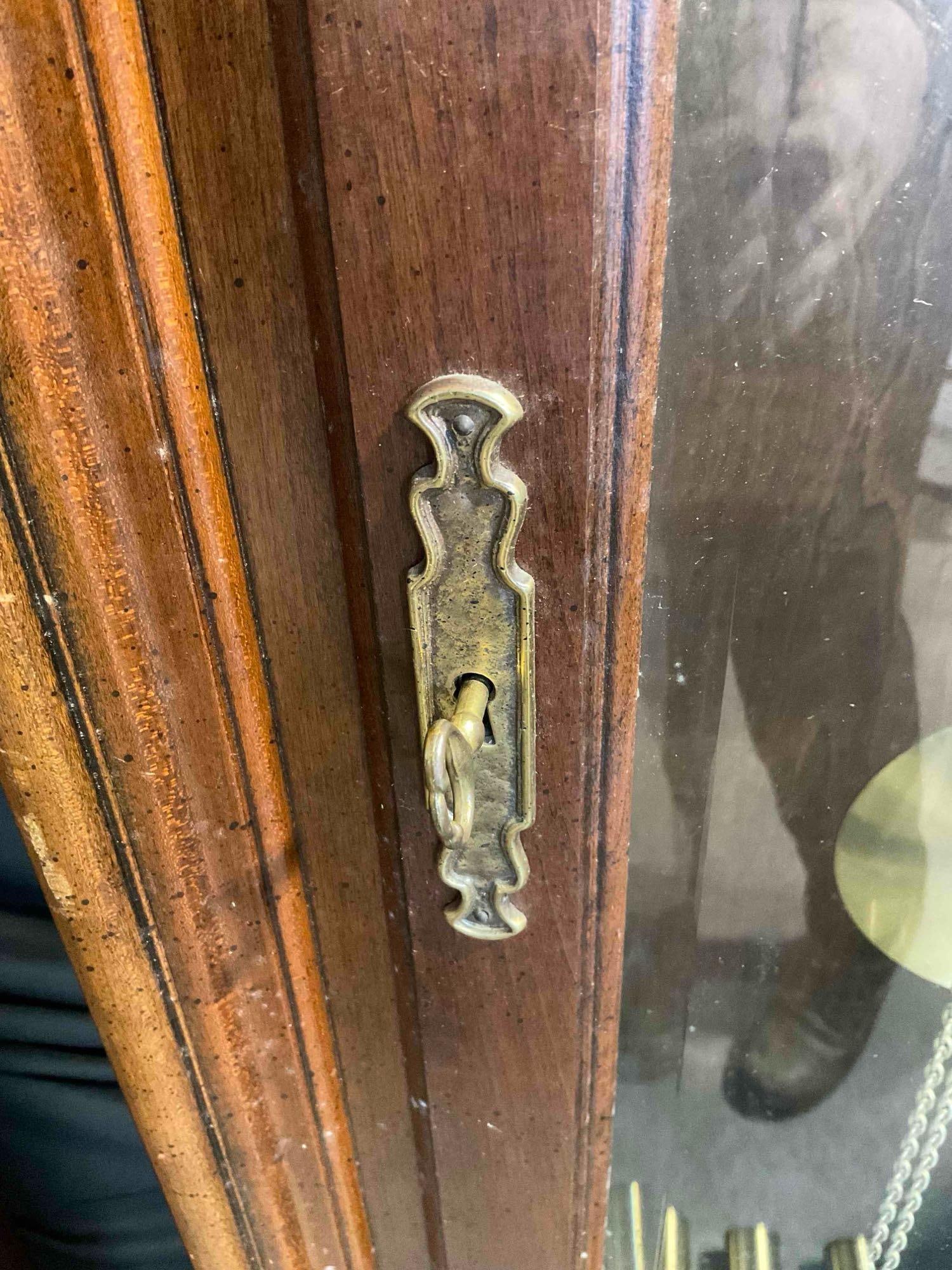 Vintage Howard Miller Grandfather Clock w/ Weights & Pendulum. Fair Condition. See pics. - 7