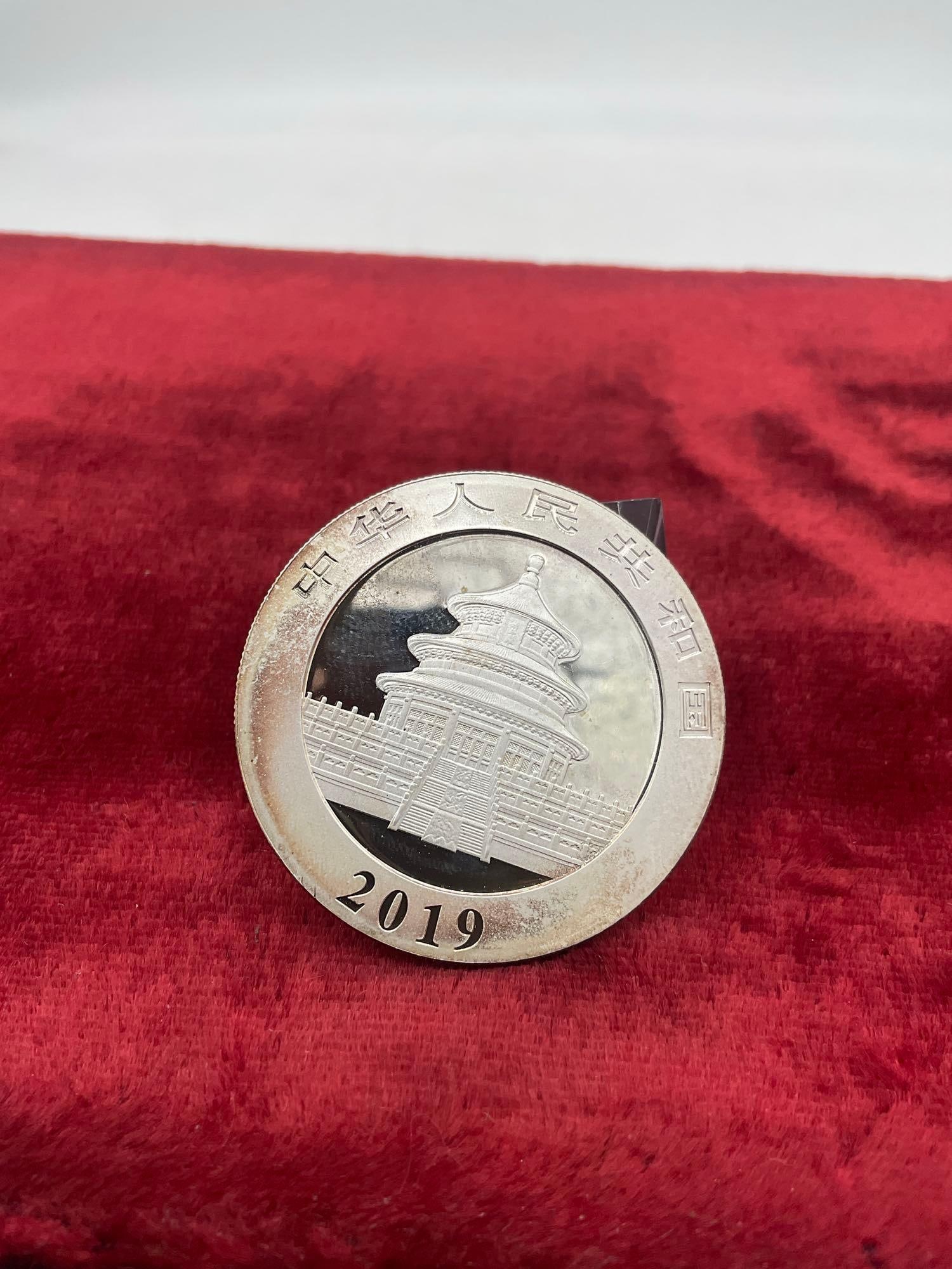 2019 Chinese Silver 10 Yuan Uncirculated Silver Panda coin is 30 grams .999 Silver - 2