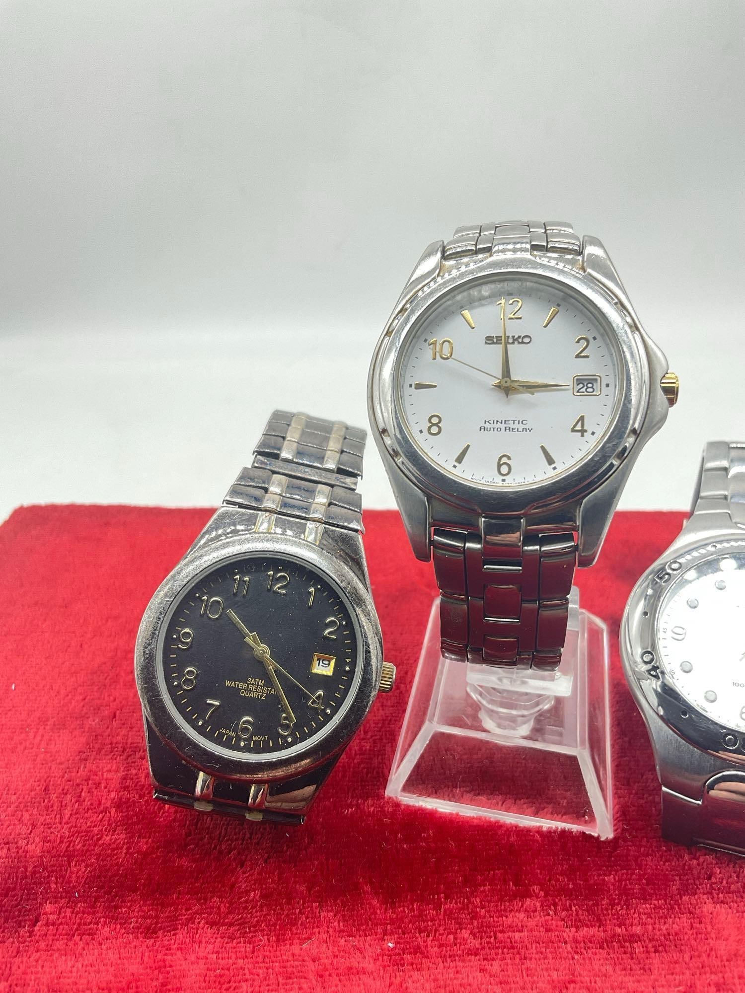 3x Men's watches, incl. Seiko Kinetic Auto Relay 5J22-0B69, Lorus LR0629 + 1 more see pic - 2