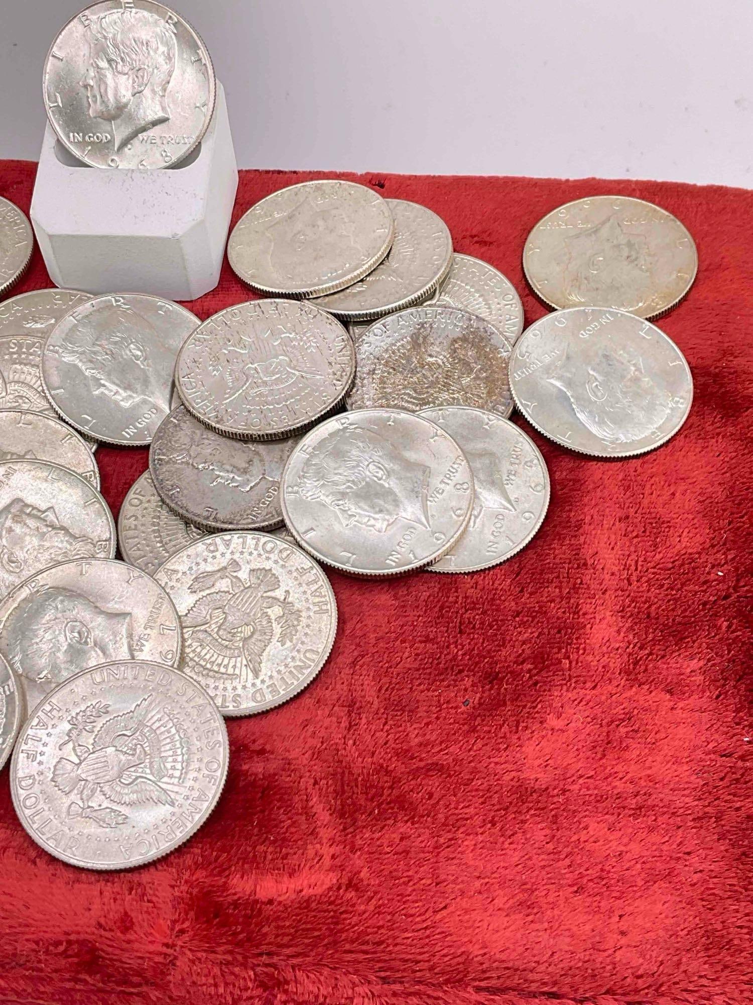 31 x 1965 - 1970 40% Silver Kennedy Half Dollar Coins assorted date & Mint marks - 2