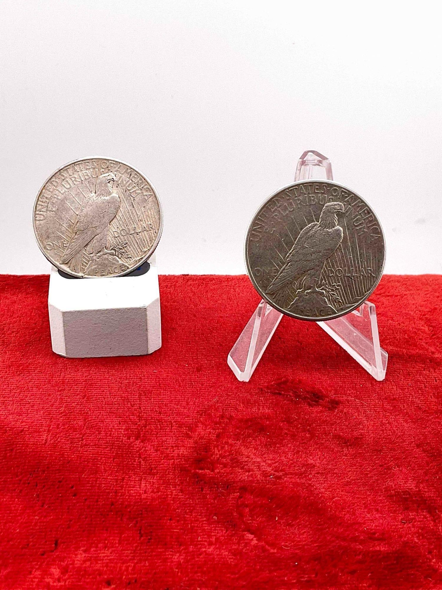 2 x Silver Peace dollars Better date 1926-S & 1922 Nice coins - 3
