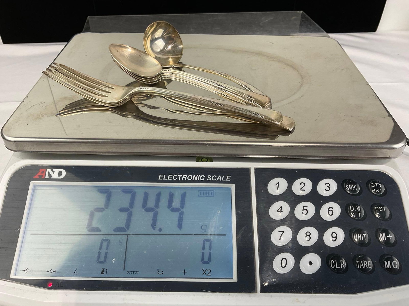 Gorham Sterling Silver pat. 1938 ttw 234.4 grams, 4 Spoons, 2 Forks & serving spoon - 6