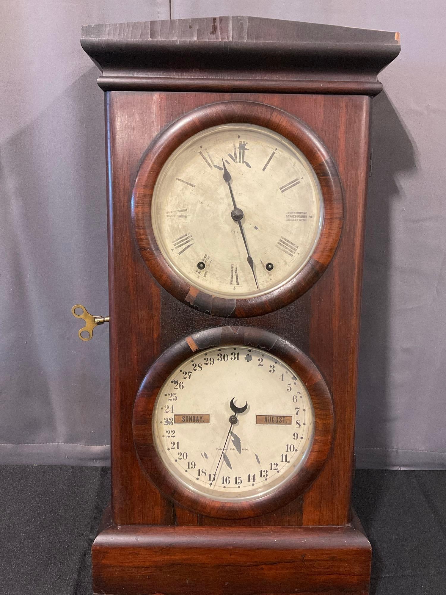 Antique 1880s Seth Thomas Parlor No.3 Double Dial Calendar Clock, Time Strike 8 Day Brass Movement (1 of 8)