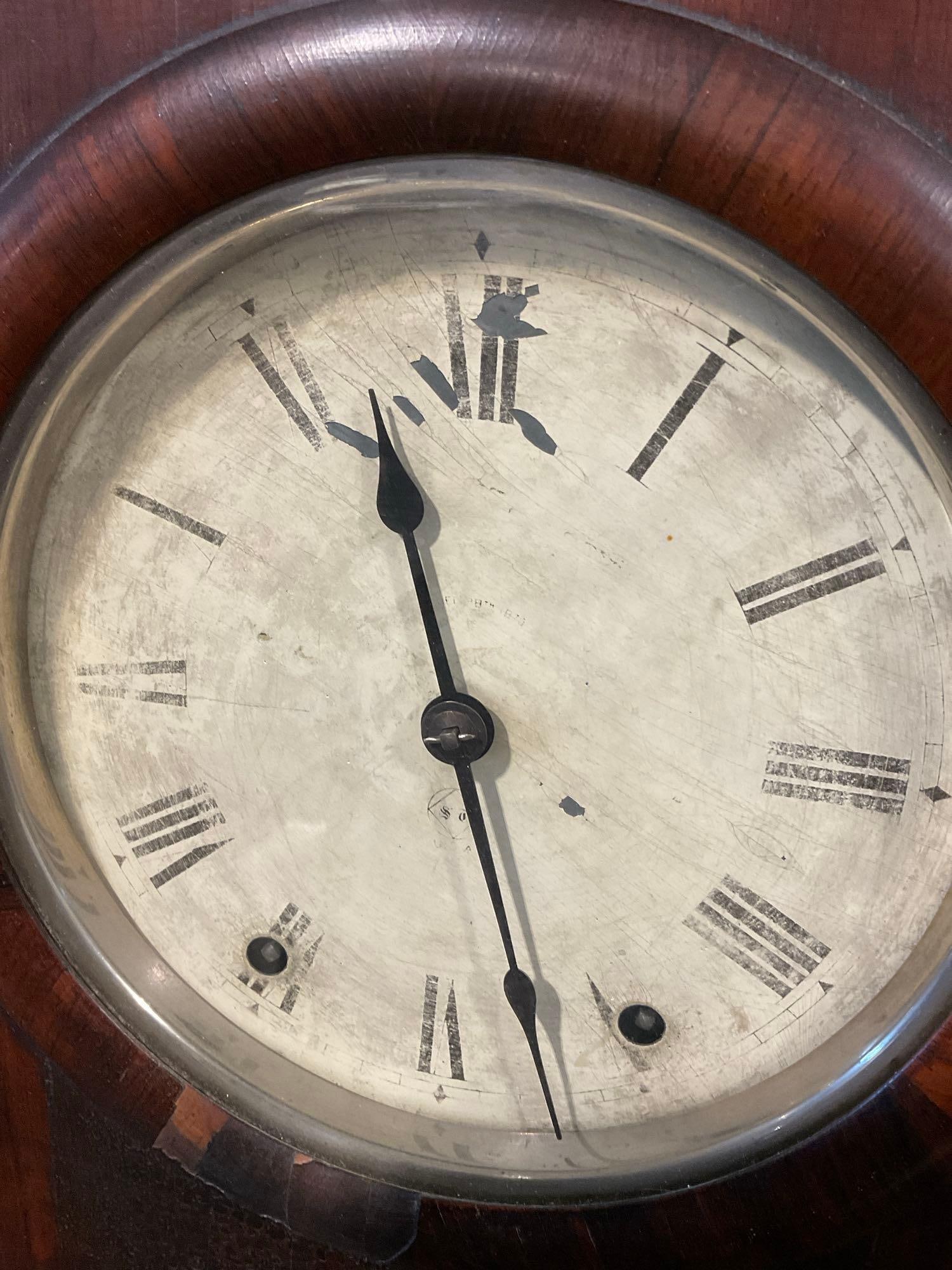 Antique 1880s Seth Thomas Parlor No.3 Double Dial Calendar Clock, Time Strike 8 Day Brass Movement - 2