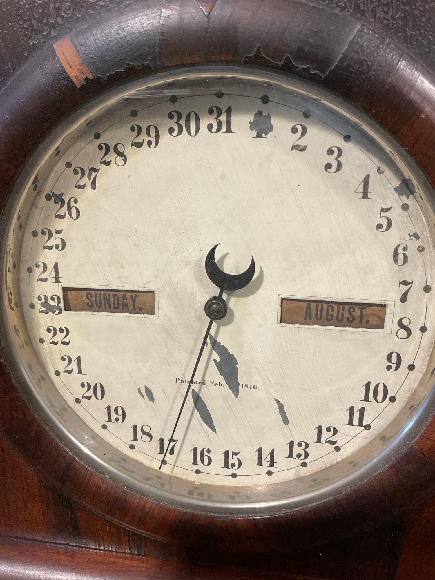 Antique 1880s Seth Thomas Parlor No.3 Double Dial Calendar Clock, Time Strike 8 Day Brass Movement - 3